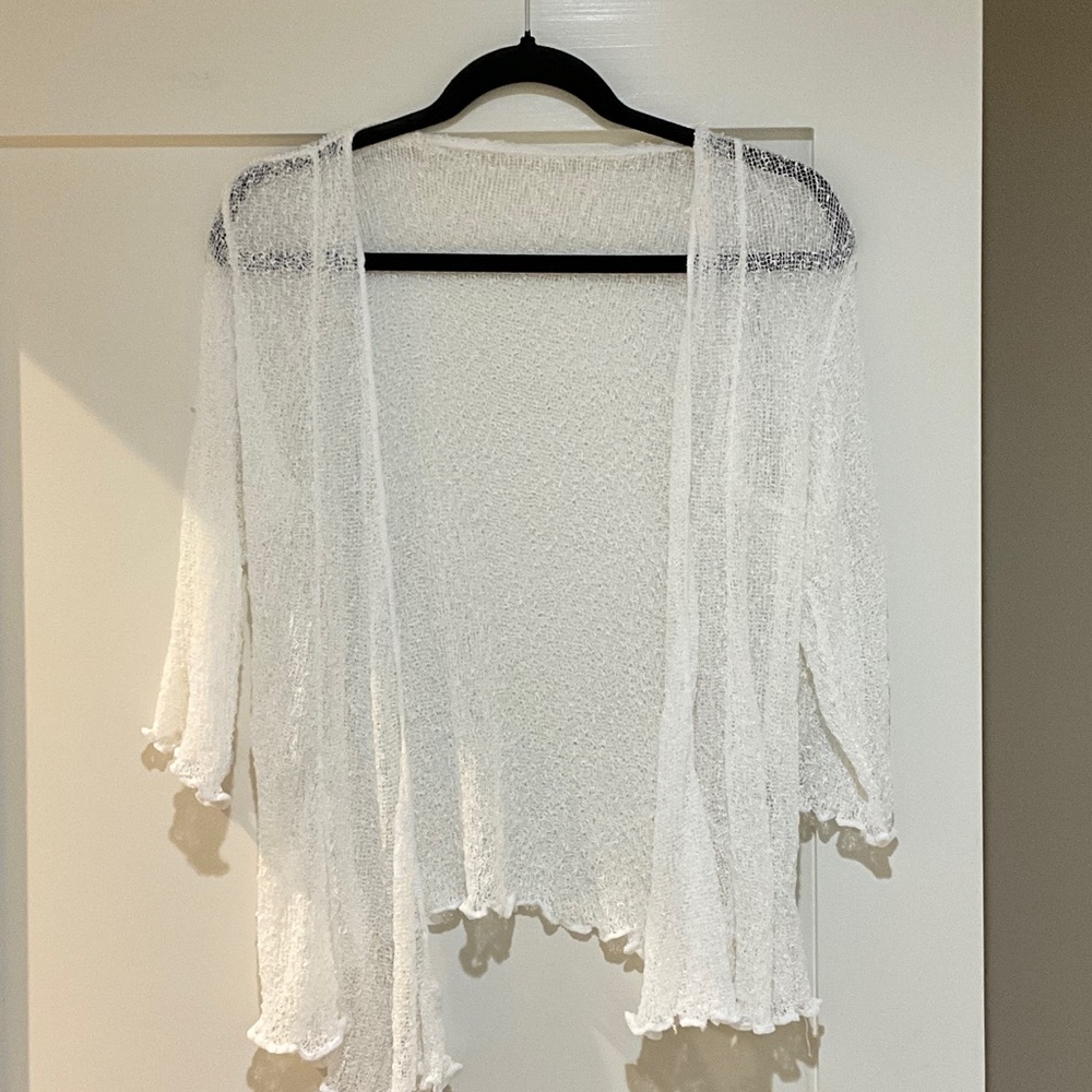 Women's White Open-Front Lightweight Shrug - Elegant Layering